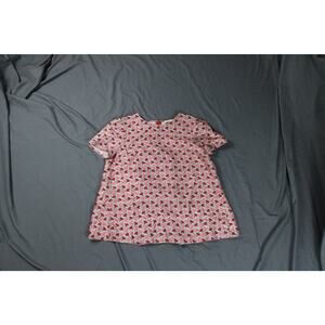 Tory Burch Top Womens Sz 4 Multi Dove Lotus Floral Print Silk Gazar Lined Zip